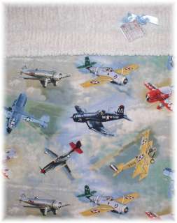 This awesome quilt features vintage airplanes jets and 747s all over.