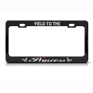Yield To The Princess Pink Metal license plate frame Tag Holder