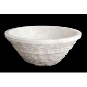  Fontaine Chiseled White Marble Vessel Sink   FSA 031M 