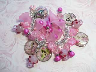 Think Pink Lily and the Pig Altered Art Charm Bracelet  