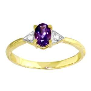  14k Solid Gold Ring with Natural Amethyst size 7.0 