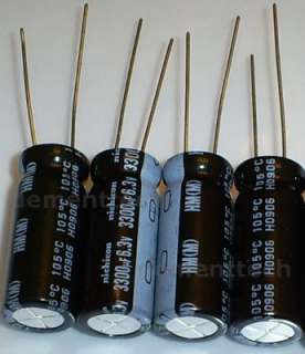 4x Nichicon HM 3300uF 6.3v Low ESR radial capacitors 105C 10mm x 25mm 