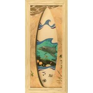 Surf Board Dolphin Wave Framed Beach Print Picture