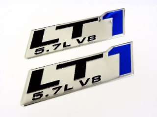 GM CHEVY CHEVROLET LT1 5.7L V8 ENGINE EMBLEMS BADGE CHROME SILVER 