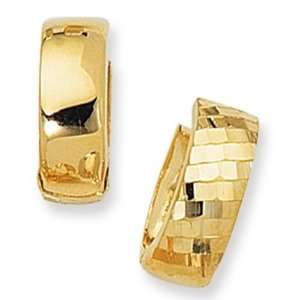 14k Yellow Gold Snuggable Huggie Reversible Earrings (15 