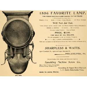  1896 Ad Spaulding Machine Screw Bicycle Lamp Sharpless 
