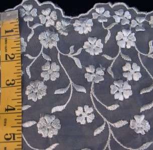 White Organza Fabric wh. & silver embroidery scalloped  