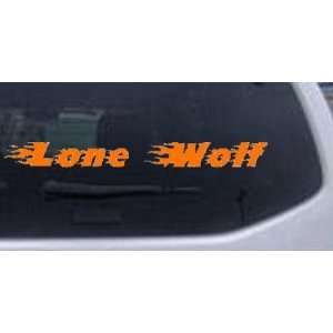 Flaming Lone Wolf Car Window Wall Laptop Decal Sticker    Orange 52in 