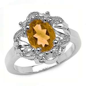 9x7MM 1.60 CT Citrine Ring In Sterling Silver In Size 8 (Available in 
