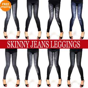 NEW WOMEN SEXY SKINNY STRETCH WASH JEANS PANTS LEGGINGS  