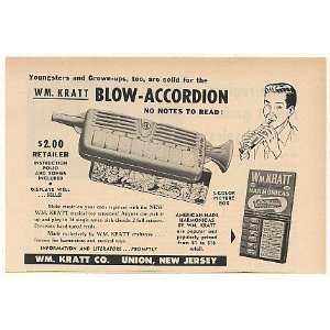  1953 WM Kratt Co Blow Accordion Toy Trade Print Ad 