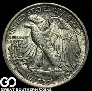 1917 D Walking Liberty Half Dollar REVERSE SOLID GEM BU++ ** RARE 
