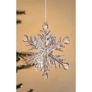    5 3D CLEAR Glass Snowflake Christmas Ornament