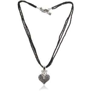  Queen Baby Black Spinel Necklace with Large 3D Pave Black 