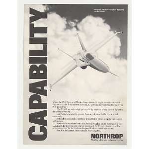  1980 Northrop F/A 18 Hornet Aircraft Prototype Print Ad 