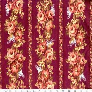 com 45 Wide Timeless Treasures Flannel Rose Stripe Burgundy Fabric 