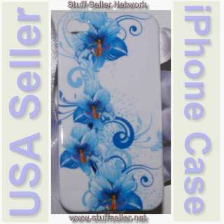 Hard Skin Case Apple iPhone 4 & 4S Blue Orchids  