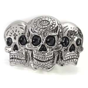  Triple Mayan Skull Heads Belt Buckle Design  Everything 