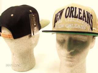 New Orleans SNAPBACK CITY CAP Adjustable Hat Retro Vintage Black Khaki 