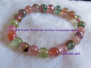Natural Afghan Pink Tourmaline Bracelet Stretch Round beads 7mm 