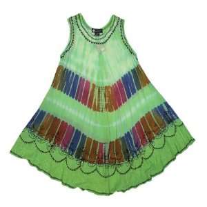 Tie Dye Green Sundress / Swimsuit cover up Hand Made In India One Size 