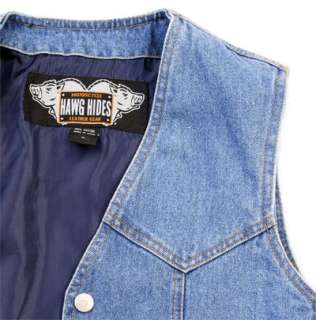 Mens Motorcycle Denim Vest w/Side Laces & Polyester Lining M L XL 2XL 