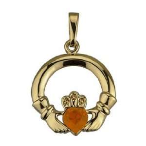   Gold Plated Claddagh Birthstone Necklace   November   Made in Ireland