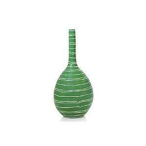 Ceramic vase, Sinewy White on Lime Green 