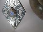 Rainbow Moonstone Silver Pendant Clear blue awesome  