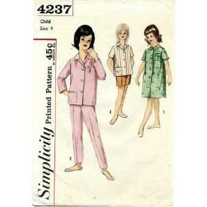  Simplicity 4237 Sewing Pattern Girls Pajamas & Nightshirt 