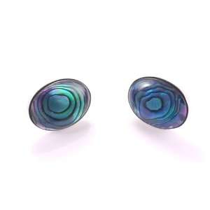   Paua Shell and Silver Handmade Stud Earrings. Handcrafted in the UK