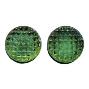 Lime Colored Foil Waffle Textured Double Flare Handmade Glass Plugs 