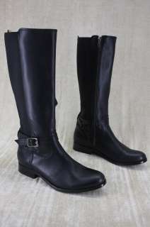   Tall stretch Goring Zip Black Leather Riding Boots size 10  