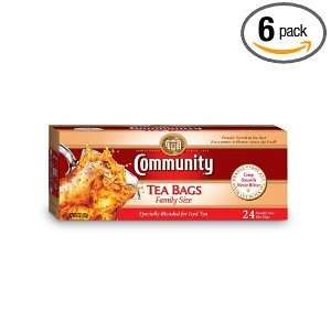 Community Coffee Tea Bags Family Size, 24 Tea Bags (Pack of 6)  