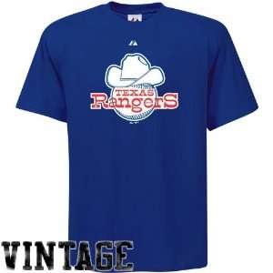   Texas Rangers Royal Blue Cooperstown Logo T shirt
