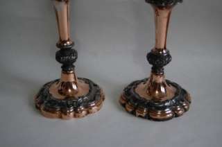   Antique 19th Century Copper & Old Sheffield Plate Candlesticks  