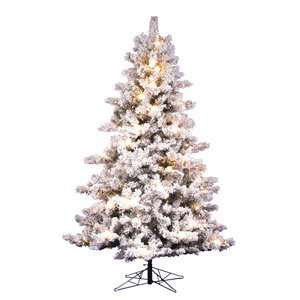  12 x 81 Mesabi Christmas Tree, Flock Prelit, Clear, Full 