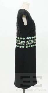   Black Silk Beaded Green Shell Trim Shawna Dress Size 8 NEW  