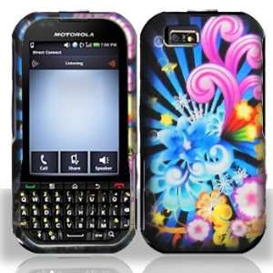  Motorola i1x/Titanium Neon Floral Rubberized Hard Case 