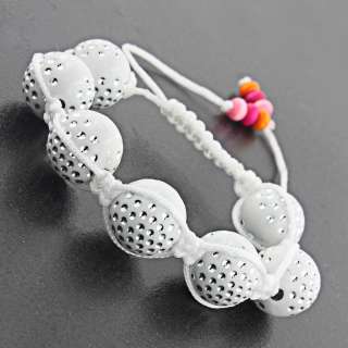 Kids Shamballa Style White Shiny Cut Beads Bracelet  