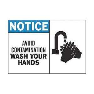 Sign,10x14,avoid Contamination Wash   BRADY  Industrial 