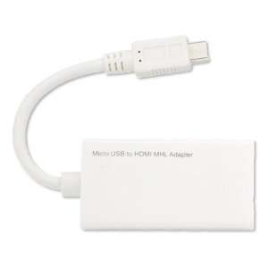  White MHL Adapter Port Dual Purpose Micro USB / HDMI Video 