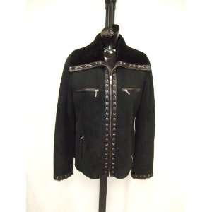   BLACK COLOR,WOMENS SHEARLING JACKET SIZE M 