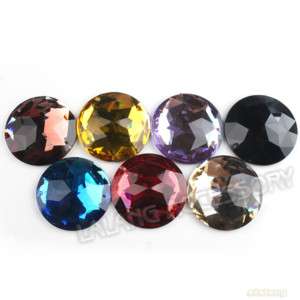 28x Mixed Faceted Resin Flatback Sew On Buttons Beads 30mm 24224 