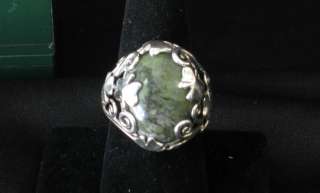   Shamrock Ring w Irish Connemara Marble Cabachon sz 10 in box  
