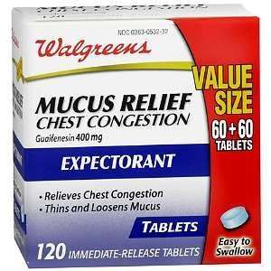  Mucus Relief Chest Congestion Immediate Release Tablets, 120 