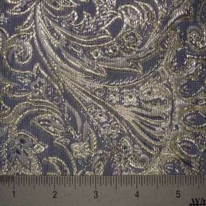   Brroque Metallic Brocade Fabric Periwinkle Silvergold
