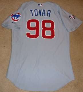 2011 EDGAR TOVAR #98 GAME USED MAJESTIC JERSEY CHICAGO CUBS COA SANTO 