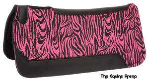 Zebra & Pink Print Contour Felt Saddle Pad (Felt Top/Bottom & Neoprene 