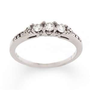 com 14K White Gold Diamond Past, Present and Future Anniversary Ring 